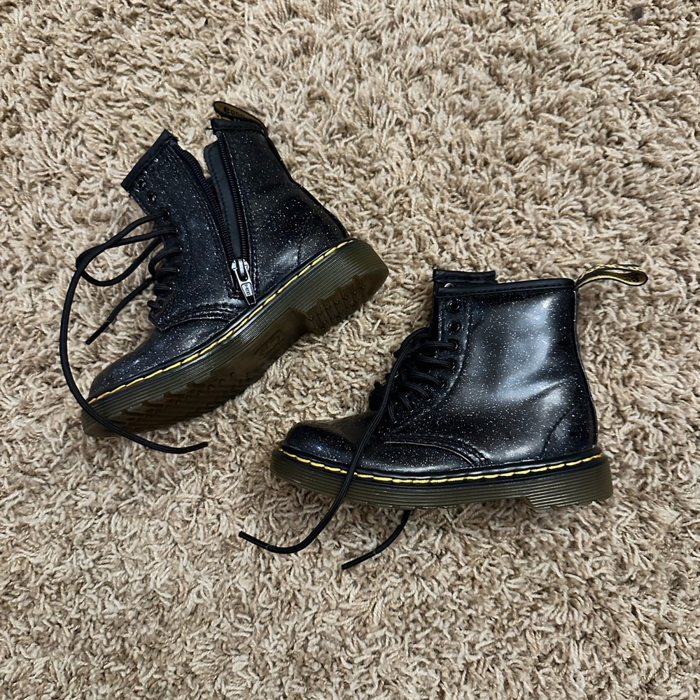 Dr. Martens Kids Black Glitter Boots